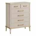 Kommode 90 x 45 x 120 cm in Creme aus Holzwerkstoff mit 6 Schubladen im klassischen Stil