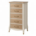 Kommode 60 x 40 x 110 cm Holzwerkstoff Beige Eichefarben mit 5 Schubladen klassischer Stil