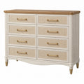 Kommode 150 x 45 x 90 cm in Creme Beige mit Holzoptik und 8 Schubladen im klassischen Stil