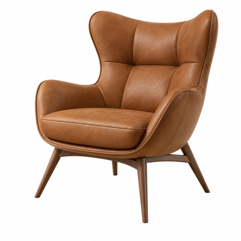 Ohrensessel 80 x 85 x 105 cm cognacbraun Kunstleder mit Holzgestell