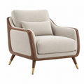 Sessel 85x82x88 cm mit Stoffbezug Beige Holz Braun Mid Century Stil - Xelvento