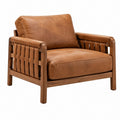 Sessel 85 x 80 x 78 cm Braun Holzgestell Bezug in Lederoptik Lounge-Stil - Xelvento