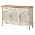 Sideboard 150 x 45 x 90 cm aus Holzwerkstoff in Cremeweiß und Holzoptik im Landhausstil mit 3 Schubladen und 3 Türen - Xelvento
