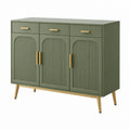 Sideboard 120 x 40 x 90 cm aus Holzwerkstoff Grün mit 3 Türen und 3 Schubladen im Retro-Stil - Xelvento