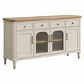 Sideboard 160 x 45 x 90 cm in Cremebraun aus Holzwerkstoff mit Riffelglastüren - Xelvento