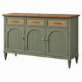Sideboard 140 x 40 x 90 cm aus Holz in Grün Braun Natur mit Rattanfronten im Landhausstil - Xelvento
