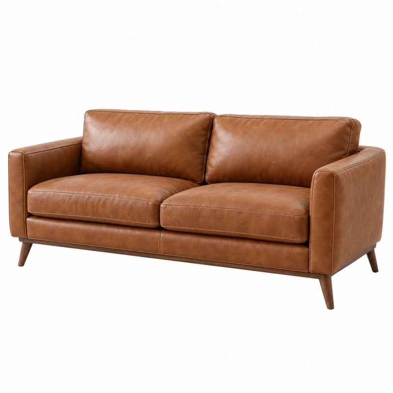 2-Sitzer Sofa 160 x 85 x 85 cm aus Kunstleder in Cognac - modernes Wohnzimmermöbel