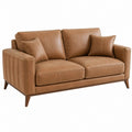 2-Sitzer Sofa 170 cm cognacbraun in Lederoptik mit Holzfüßen - Xelvento