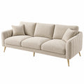 3-Sitzer Sofa 230 x 90 x 85 cm aus Strukturstoff in Beige mit Metallfüßen im modernen Stil