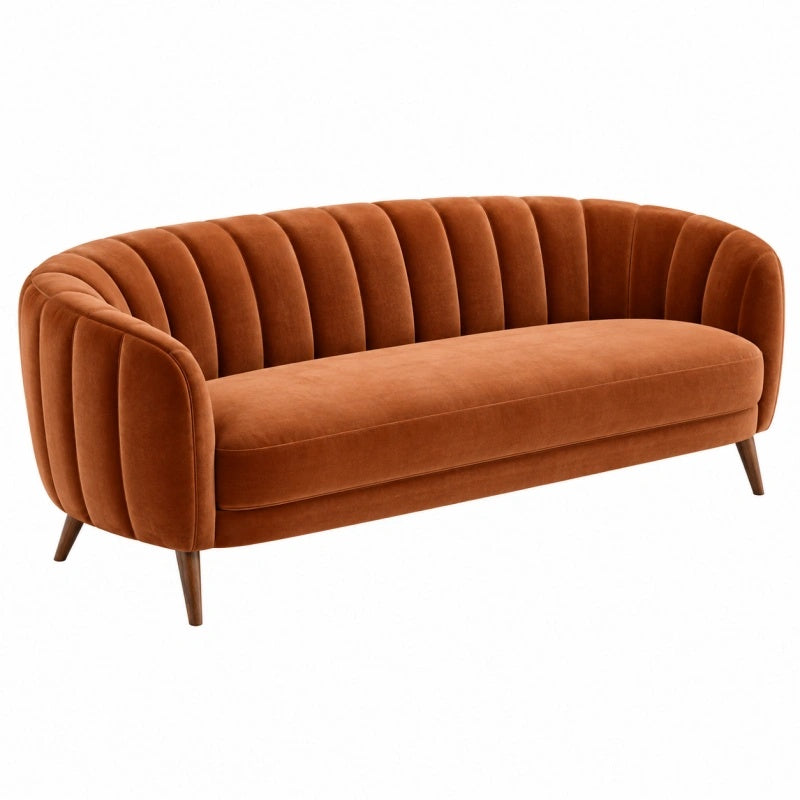 2-Sitzer Sofa 180 x 80 x 78 cm Samt Terrakotta Retro