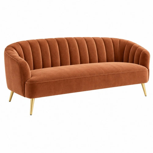 3-Sitzer Sofa 190 cm Samt Terrakotta mit Metallfüßen Retro-Stil - Xelvento