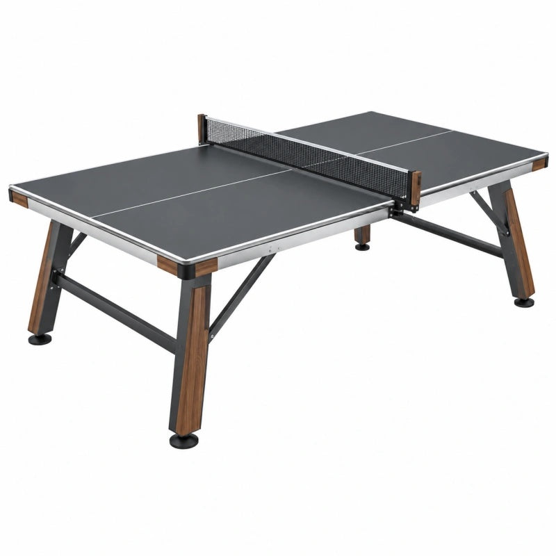 Tischtennistisch 274 x 152.5 x 76 cm Schwarz Braun mit Metallgestell für Indoor-Spiel - Xelvento